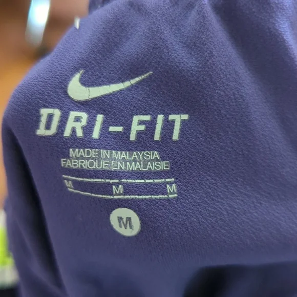 Nike Dri-Fit Tempo Running Shorts Blue Neon Yellow Brief Lined Women's Size M - Picture 4 of 5